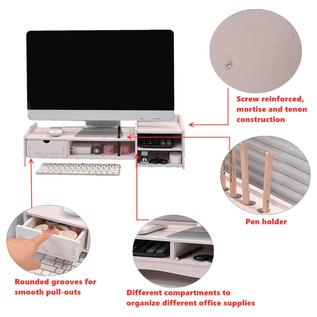 Kabuer Wooden Monitor Stand & Desk Organizer
