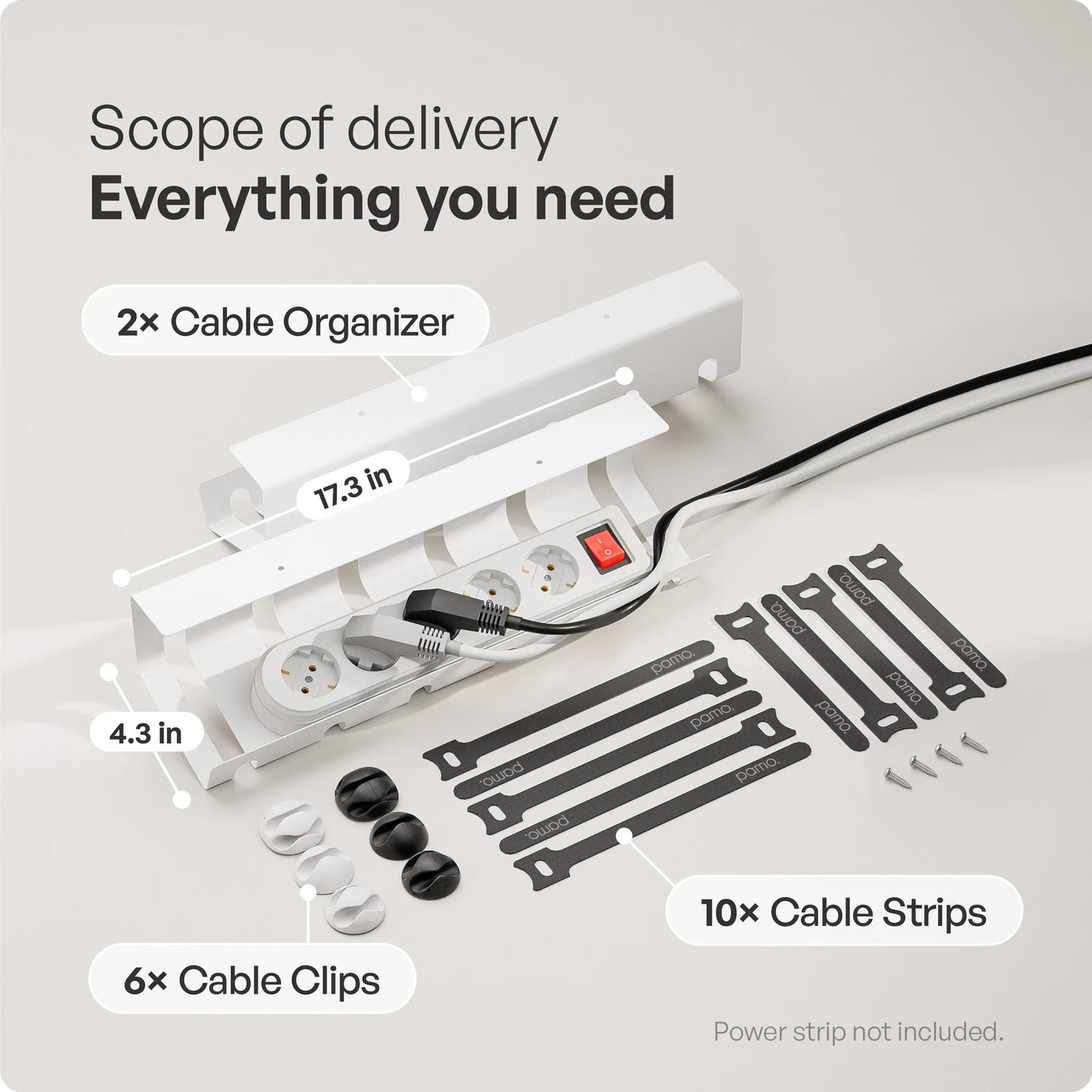 pamo Under Desk Cable Management Tray Set with 10 Cable Ties