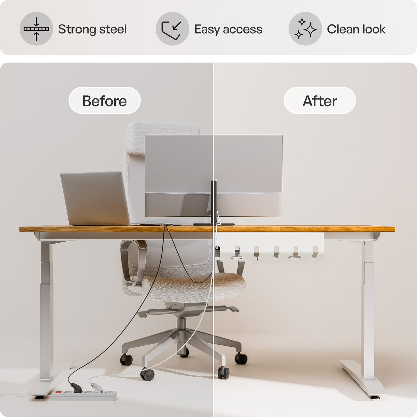 pamo Under Desk Cable Management Tray Set with 10 Cable Ties