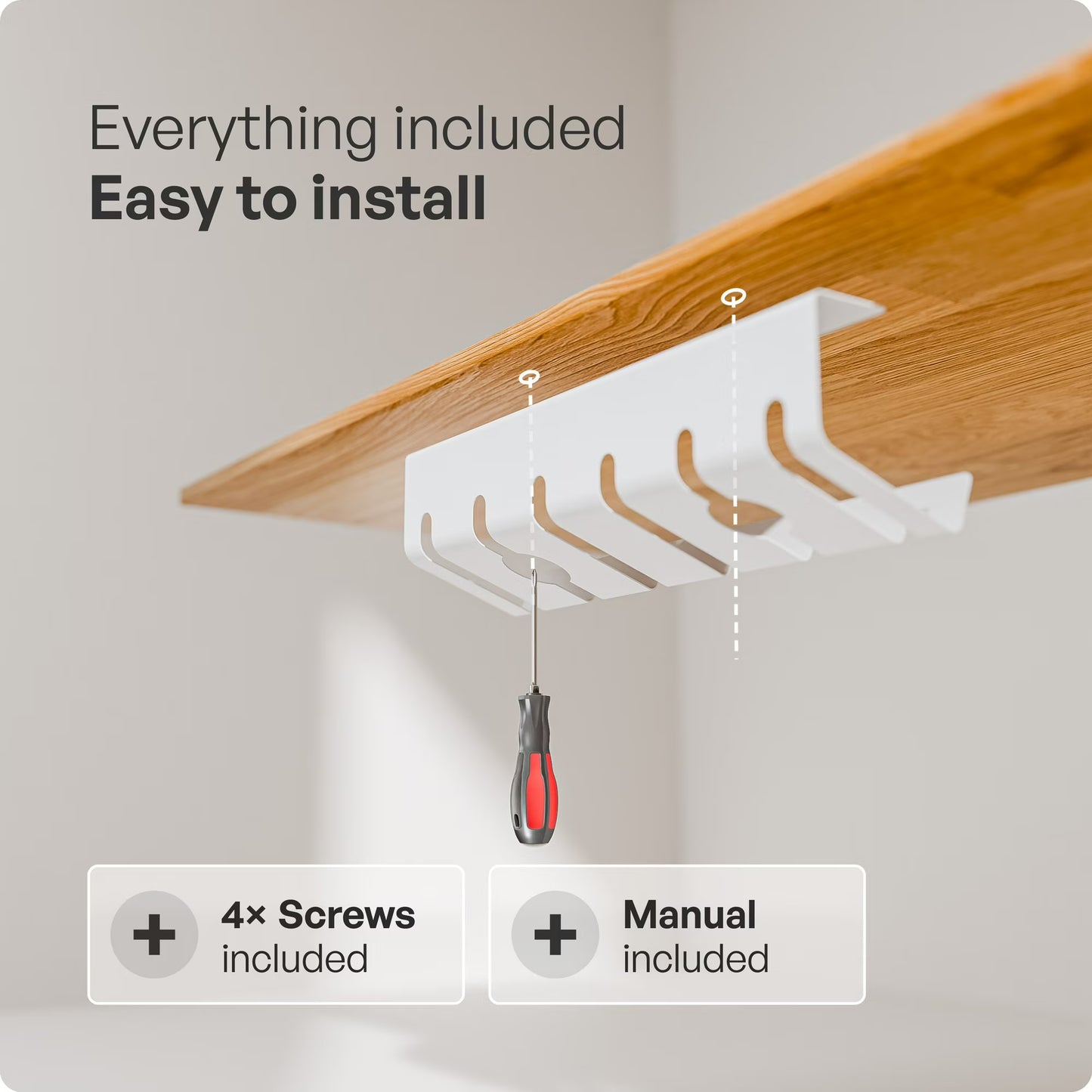 pamo Under Desk Cable Management Tray Set with 10 Cable Ties