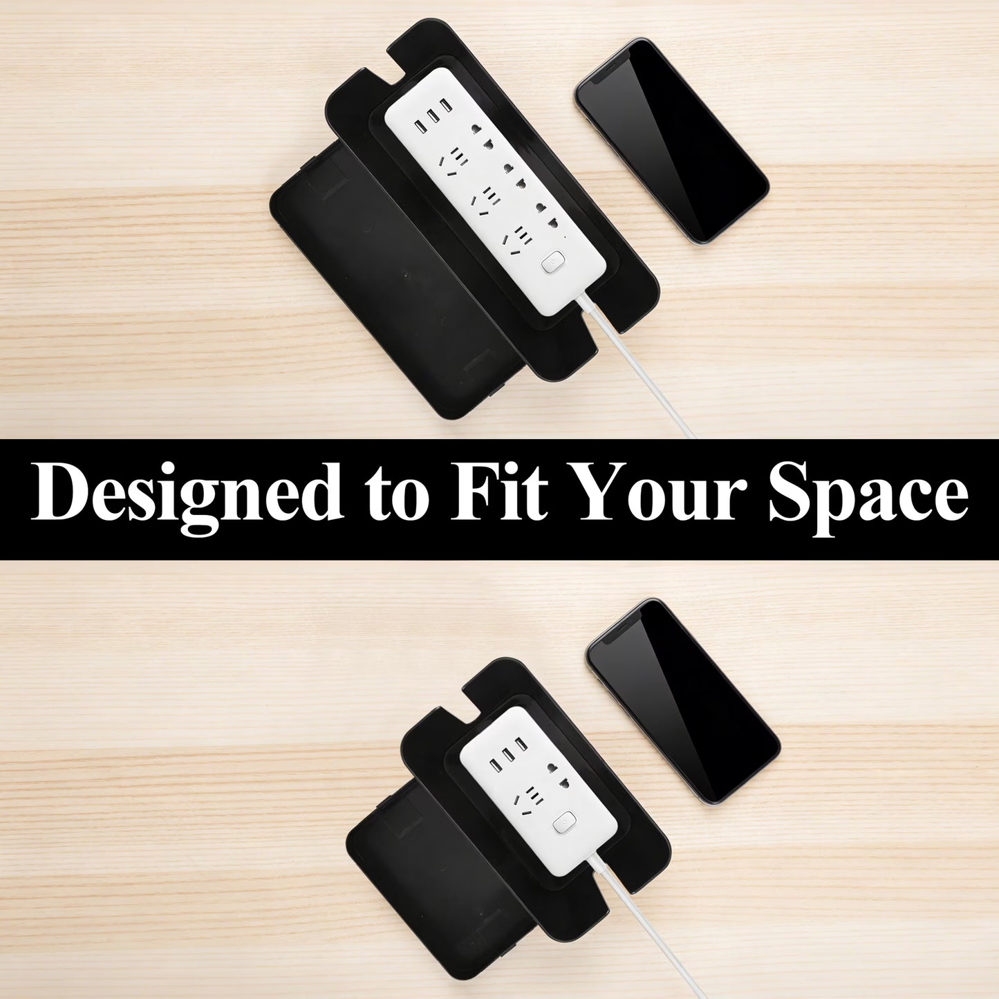 Aovky Large Cable Management Box Set with Cable Clips & Ties (2 Pack)