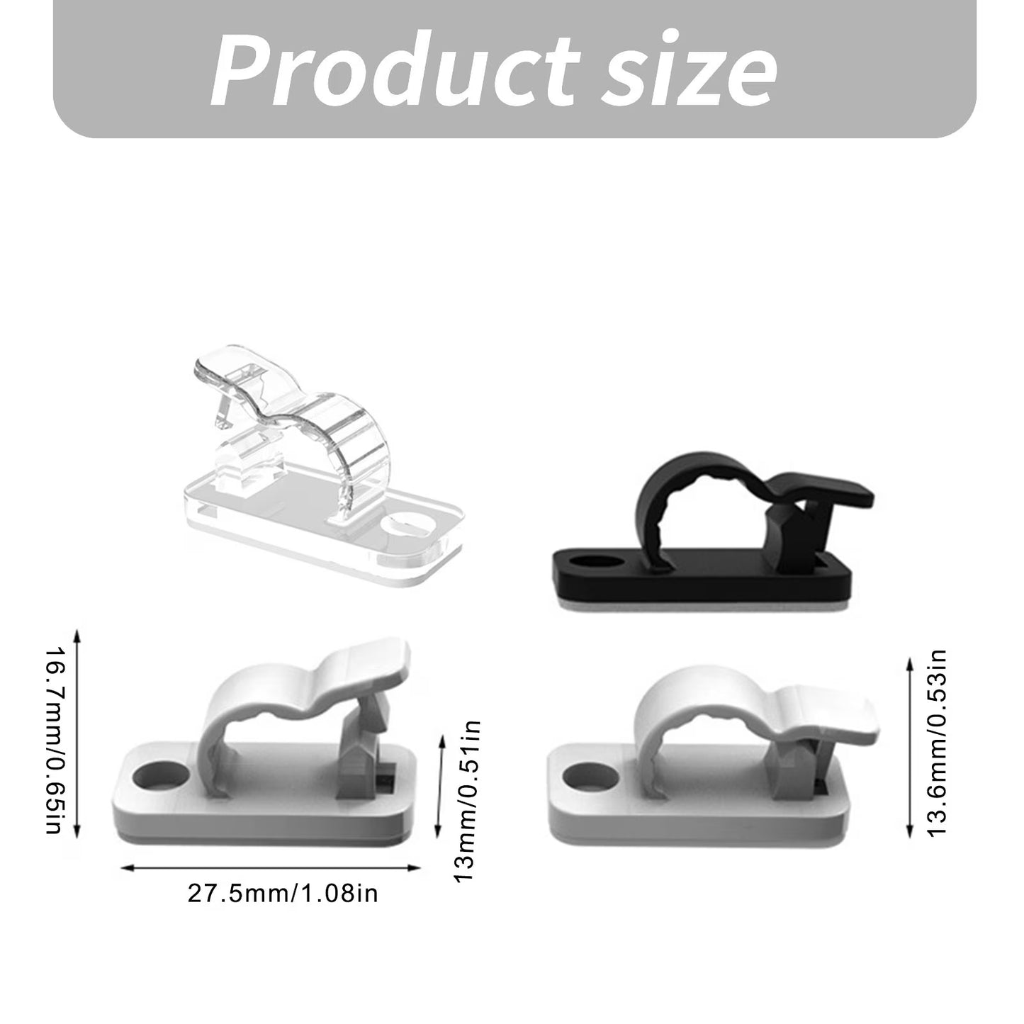 Adhesive Cable Organizer Clips (20 Pieces)