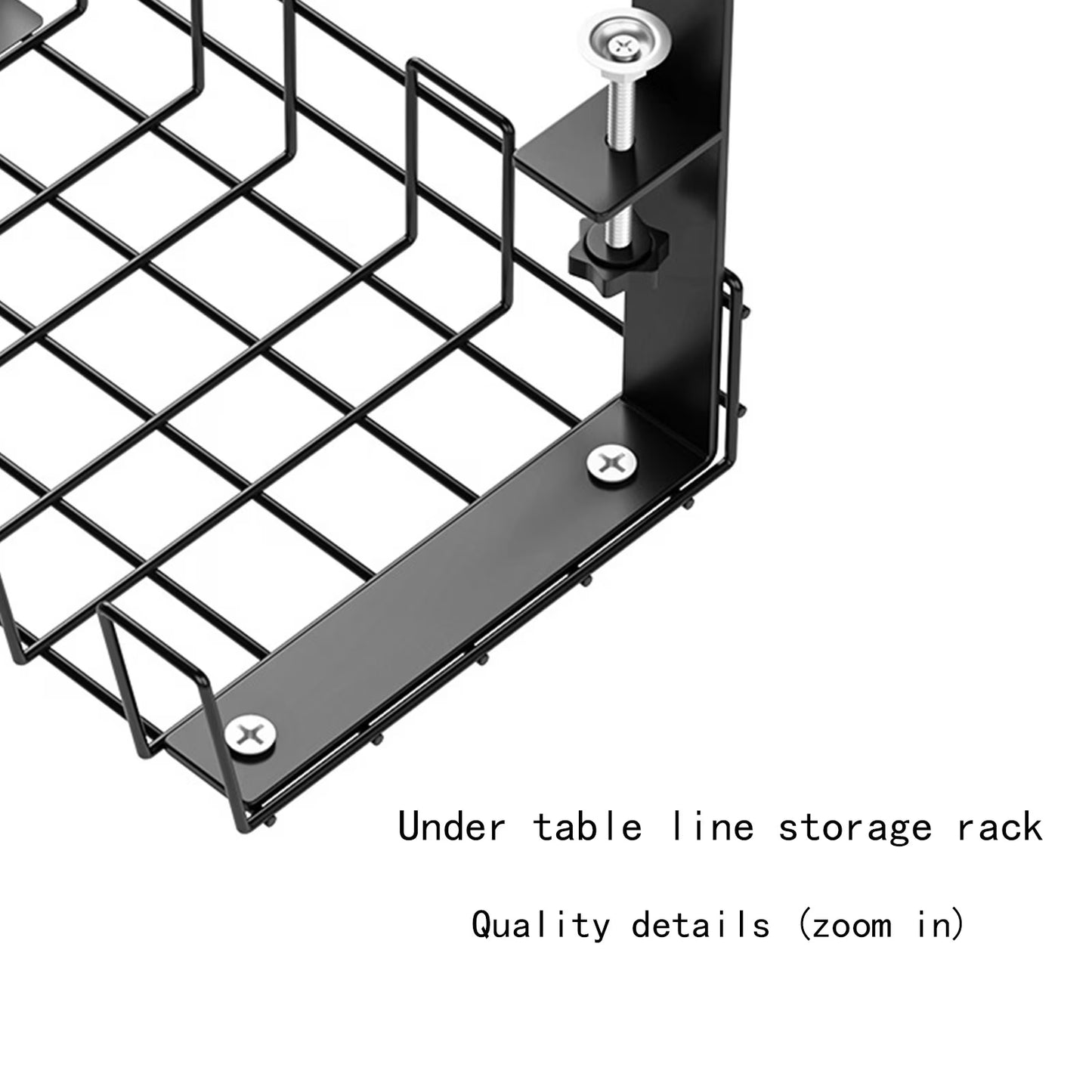 No Drill Under Desk Cable Management Tray