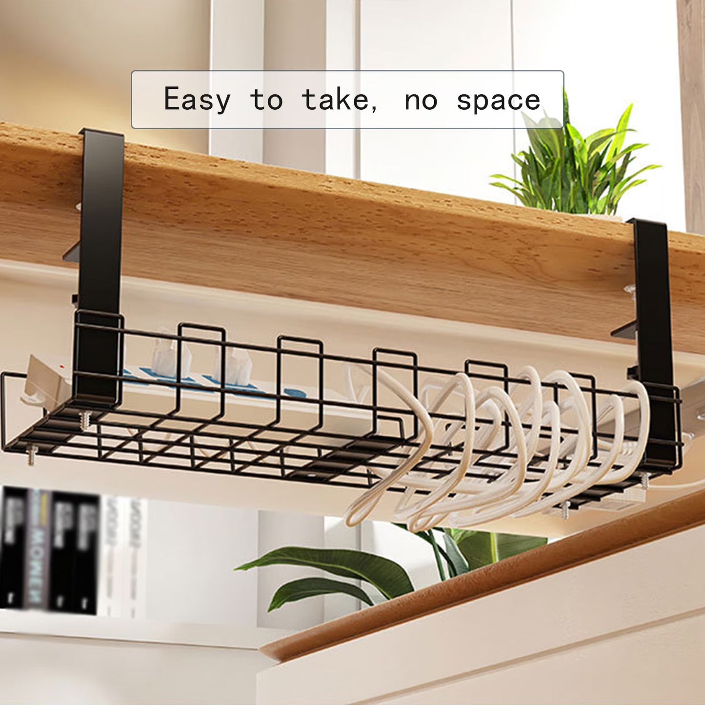 No Drill Under Desk Cable Management Tray
