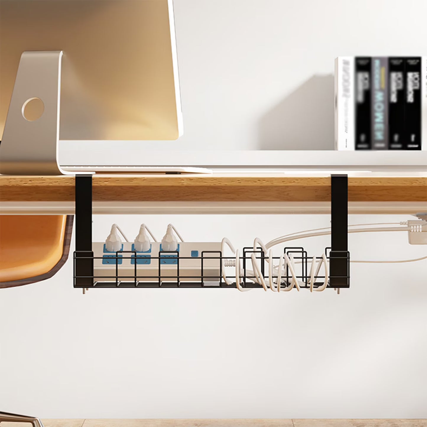 No Drill Under Desk Cable Management Tray