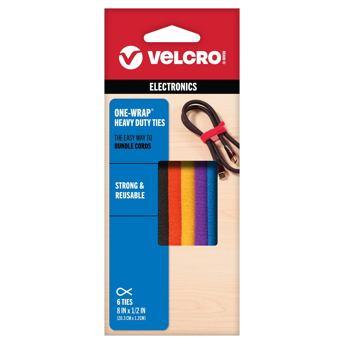 VELCRO® Brand ONE-WRAP Heavy Duty Reusable Cable Ties (6 Pack)