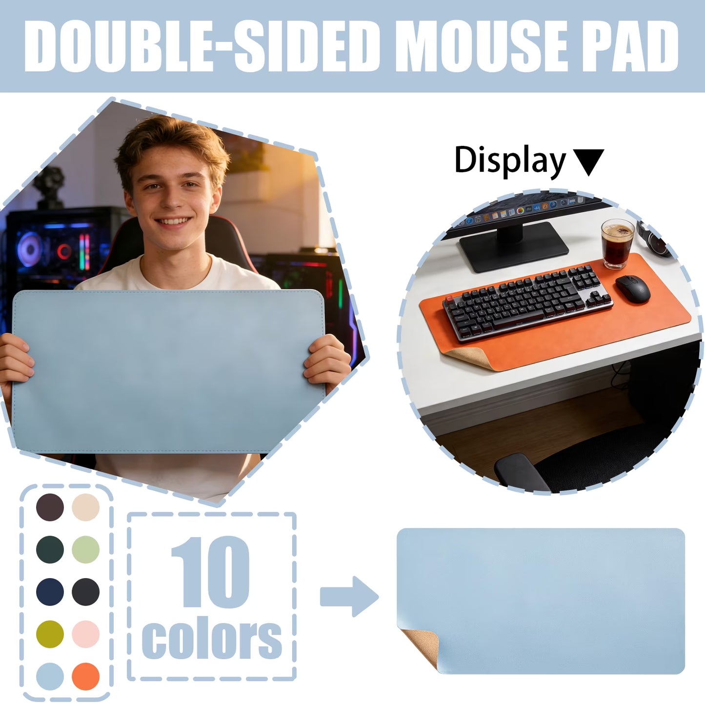 Leather Desk Mat & Mouse Pad (23.6" × 11.8")