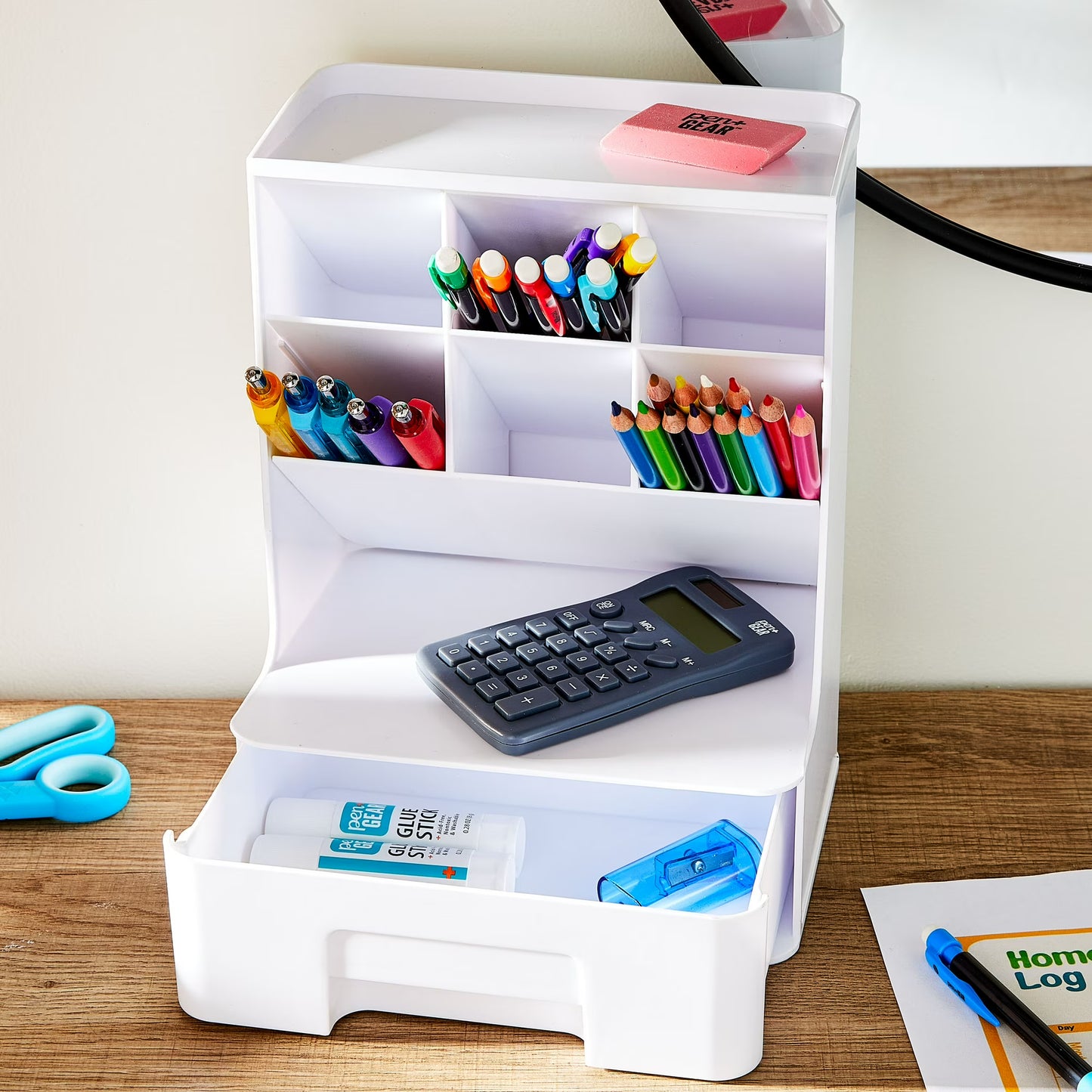 Pen+Gear White Tall Desktop Organizer