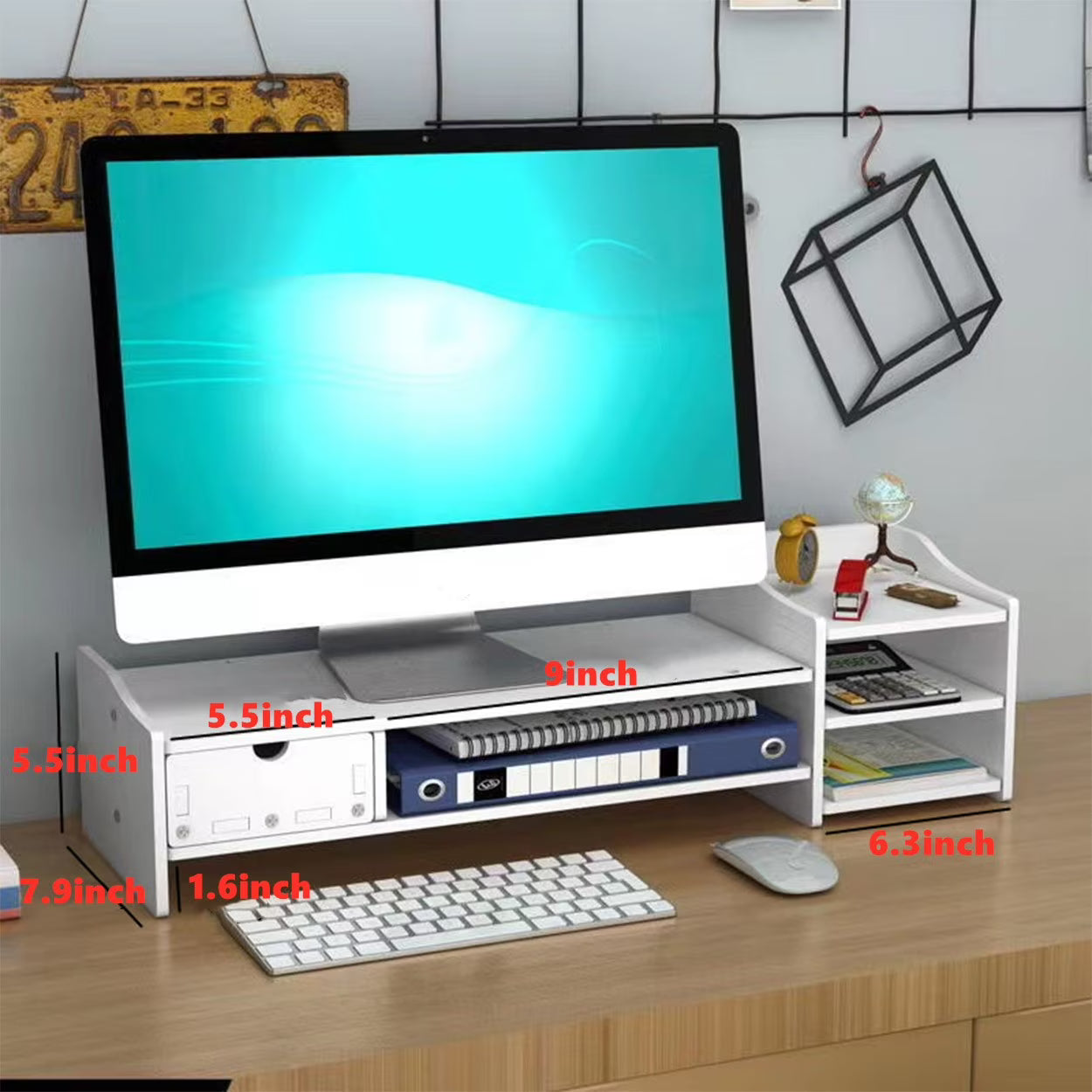 Kabuer Wooden Monitor Stand & Desk Organizer