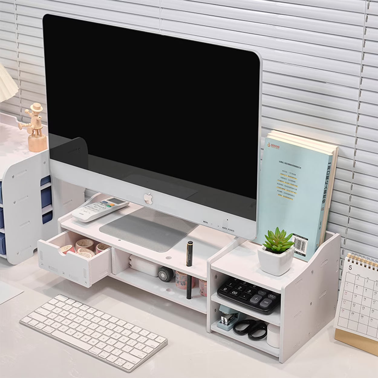 Kabuer Wooden Monitor Stand & Desk Organizer