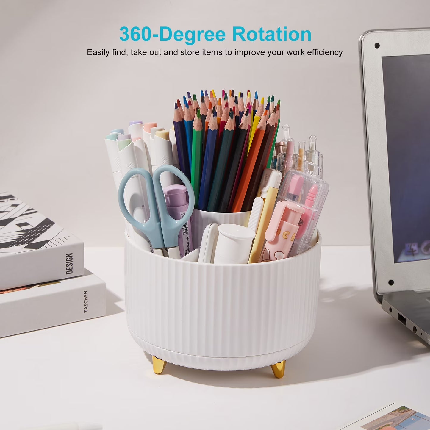 Lolocor 360° Rotating Pencil Holder (5 Compartments)