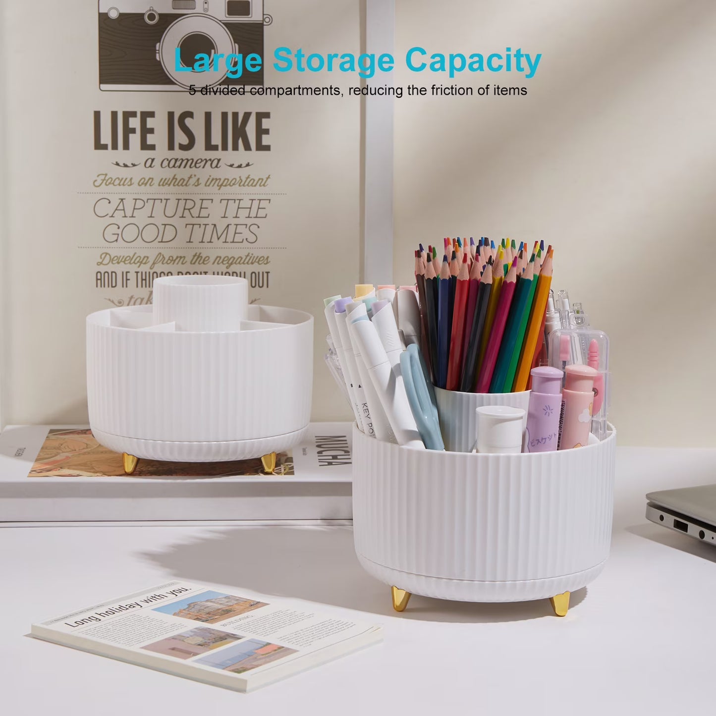 Lolocor 360° Rotating Pencil Holder (5 Compartments)