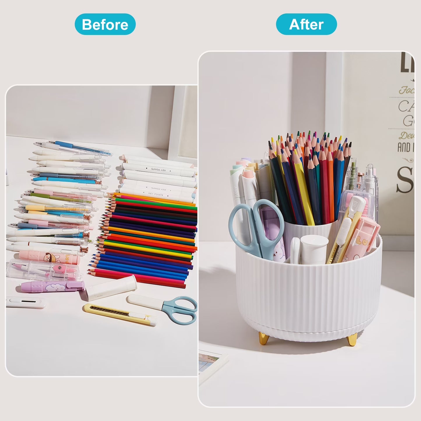 Lolocor 360° Rotating Pencil Holder (5 Compartments)