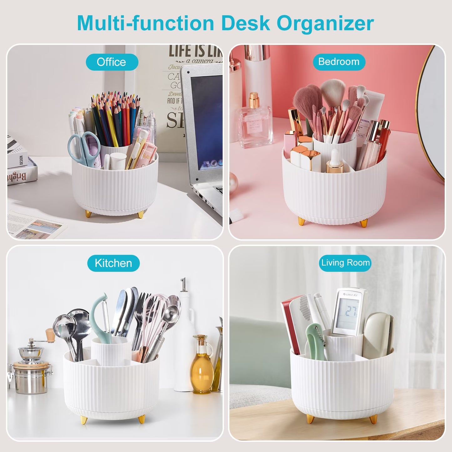 Lolocor 360° Rotating Pencil Holder (5 Compartments)