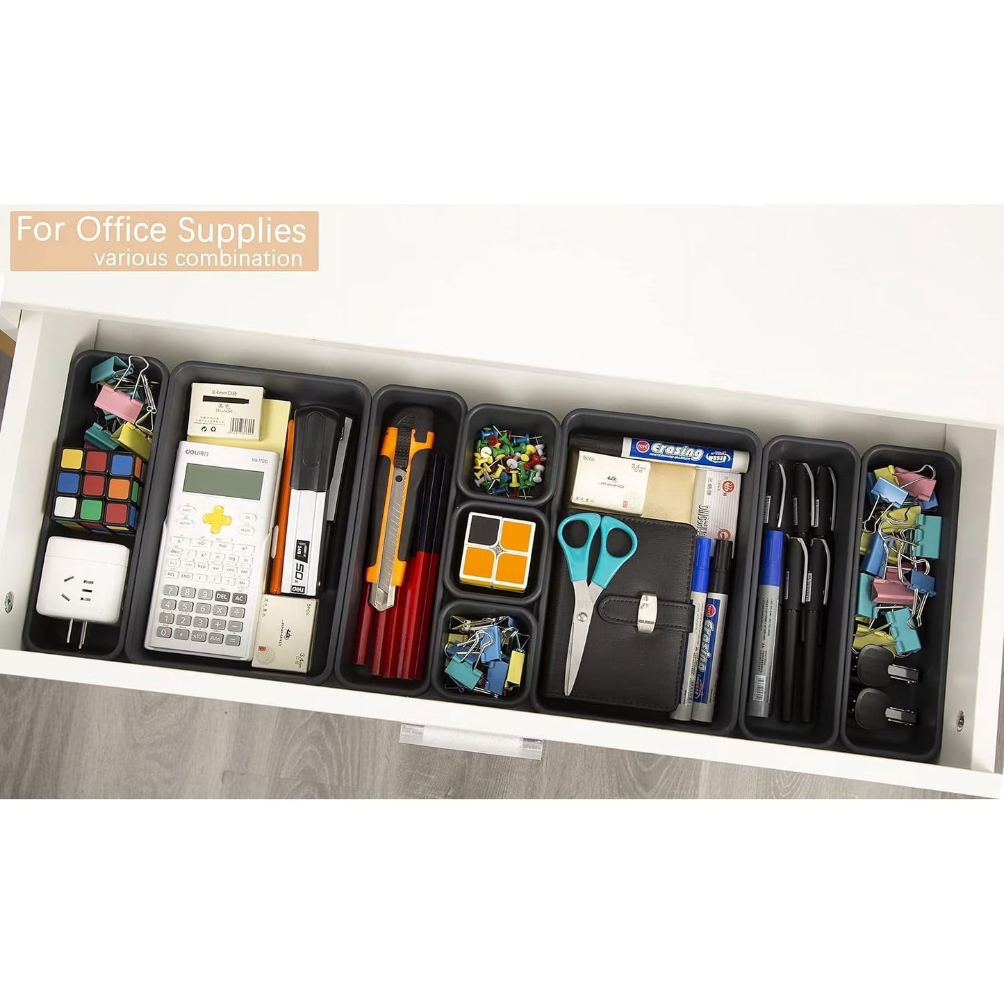 Interlocking Desk Drawer Organizer Dividers (15 Piece Set)